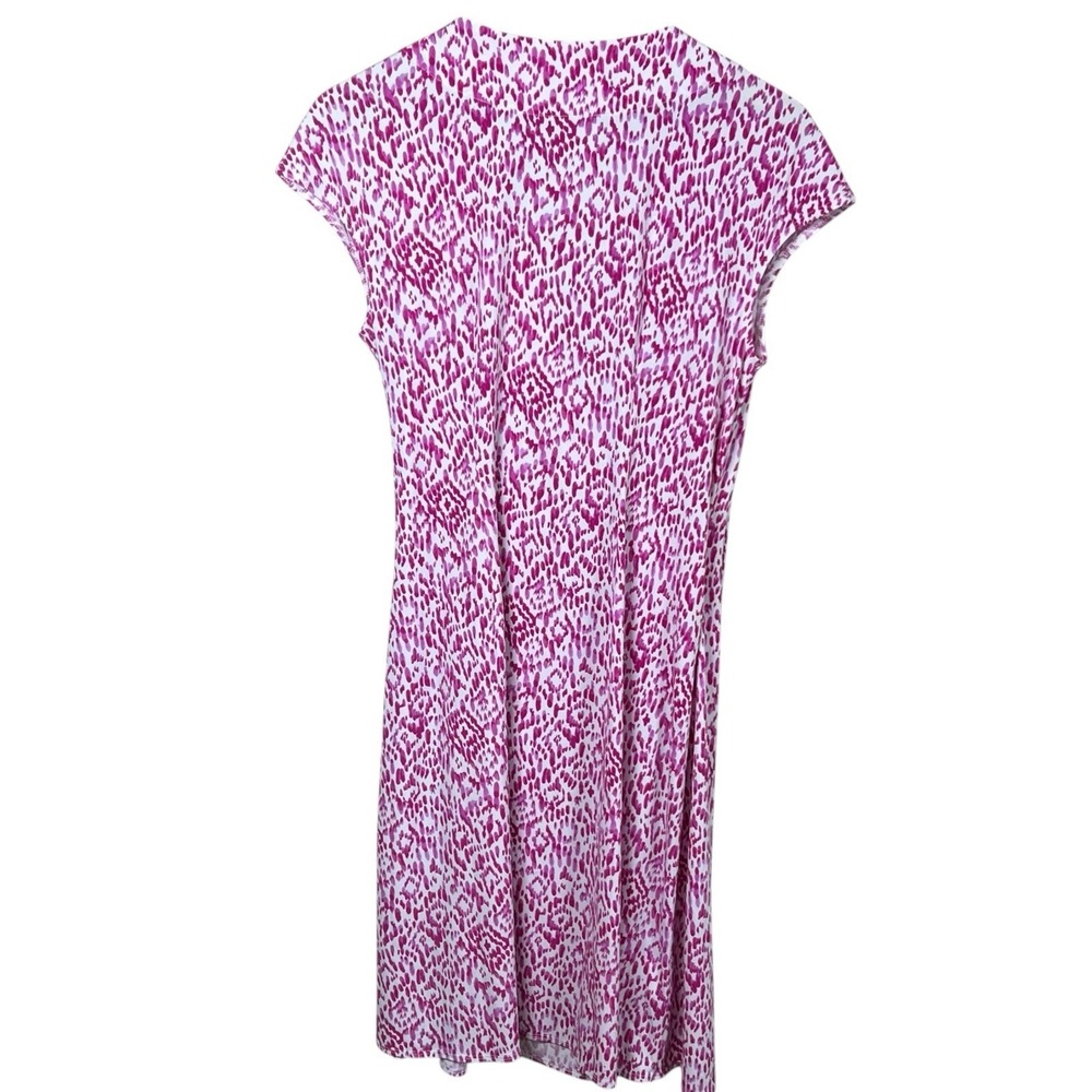 Tommy Bahama Womens Large Pink White Clara Ocean Ikat Mini Wrap Dress Stretch - Picture 3 of 6